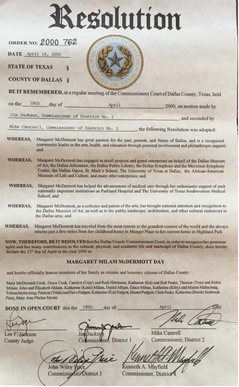 My Favorite Day – Margaret McDermott Day, April 21
