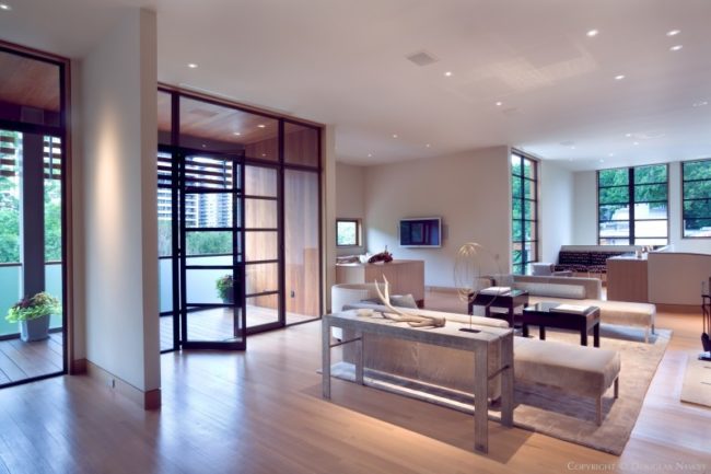 View from Turtle Creek Drive dining room of Frank Welch-designed home.