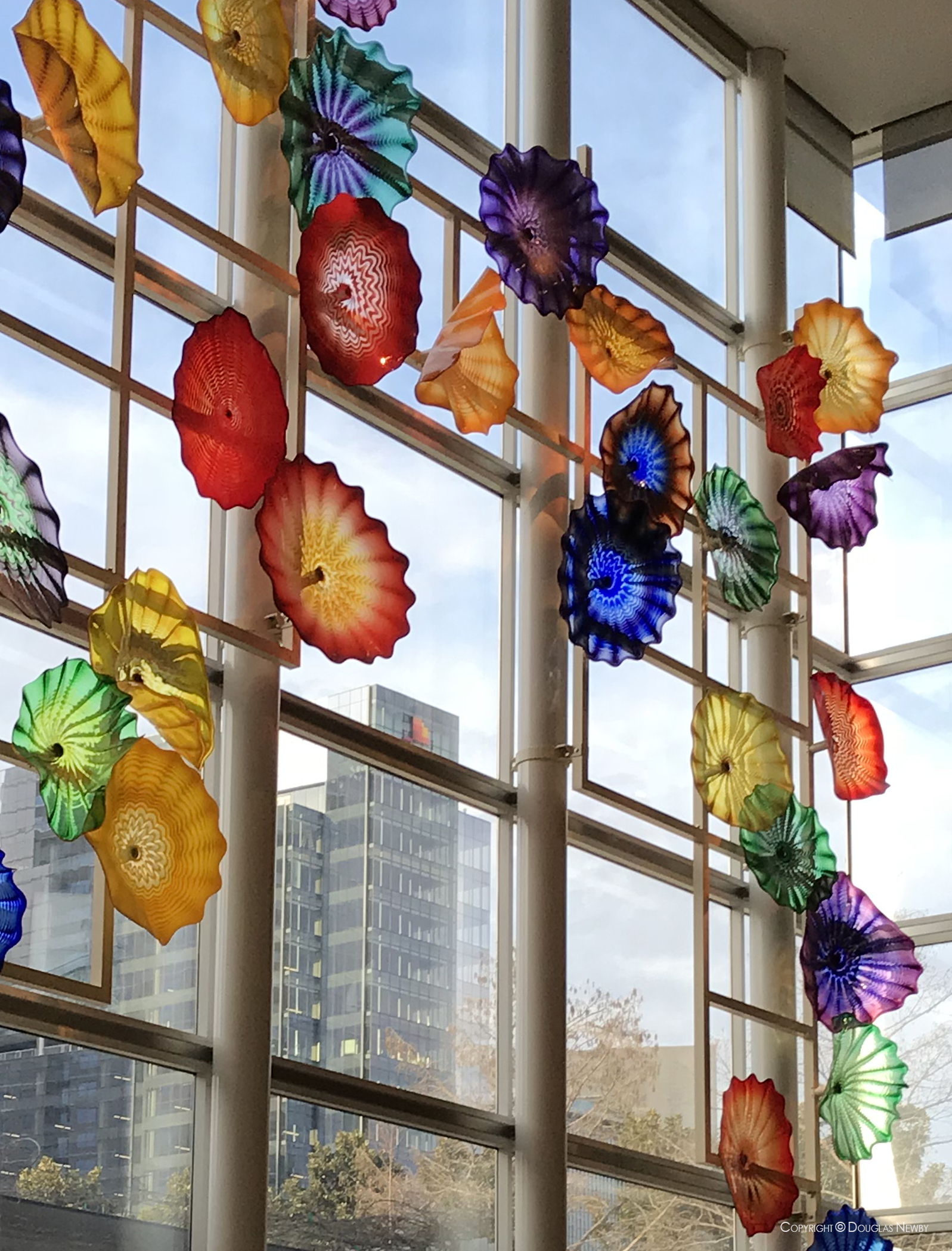Chihuly Glass Sculptures in the entrance of the Dallas Museum of Art 