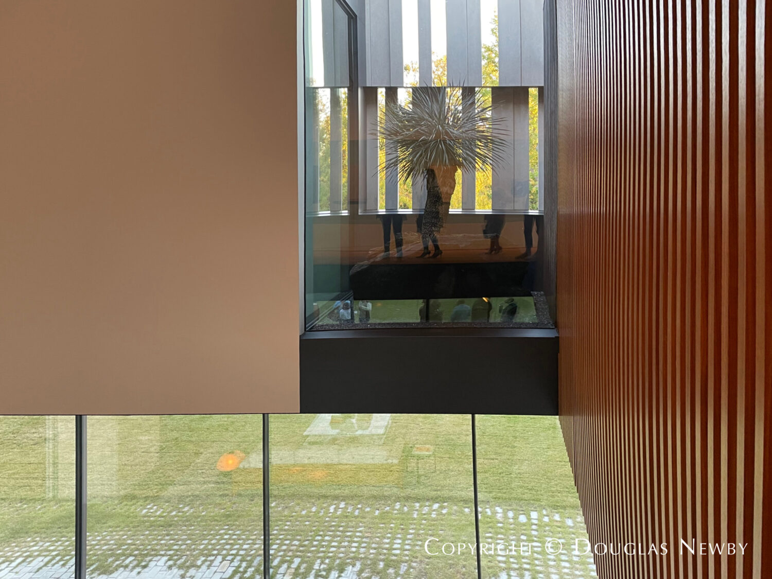 Wood and stone screens provide privacy in AlterStudio Architecture designed Highland Park Residence.