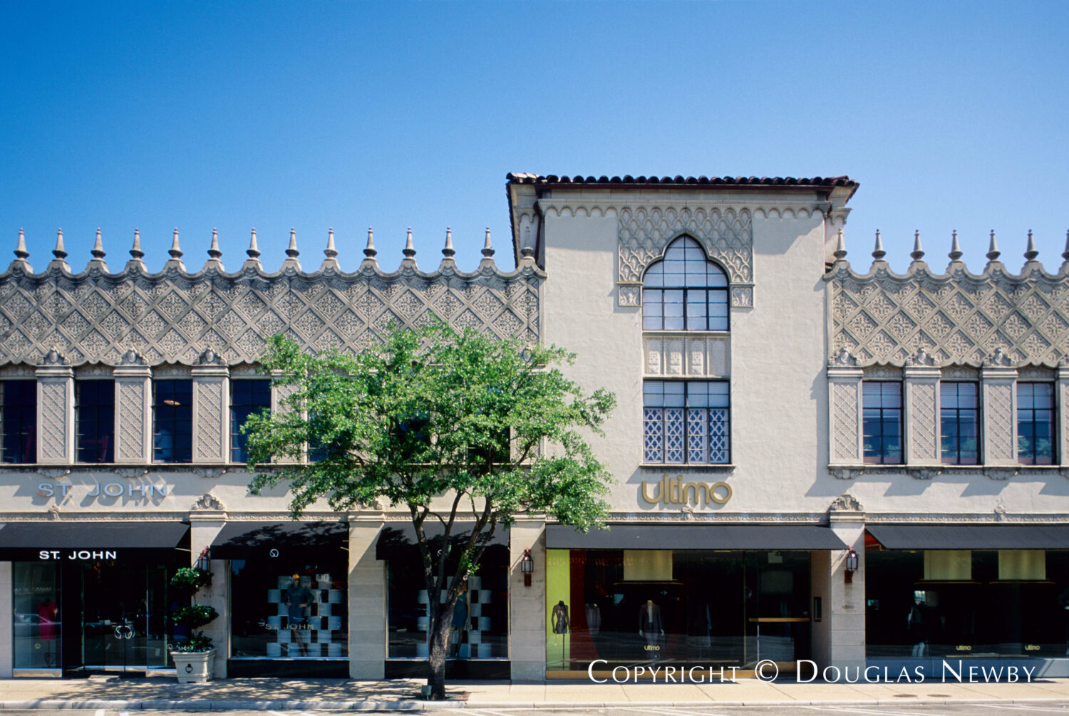 Highland Park Village Shopping Center designed in Spanish Revival style in Highland Park, Dallas, Texas.
