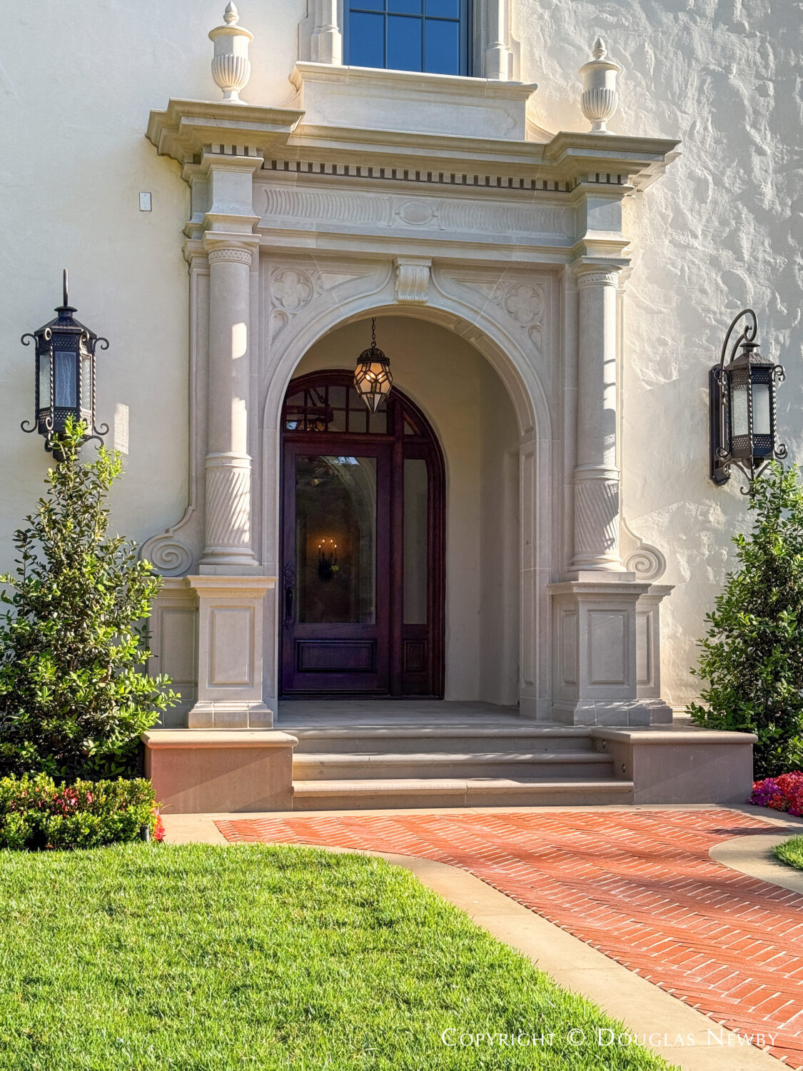 Portico of 4400 Belfort Place in Highland Park, Dallas, Texas. 