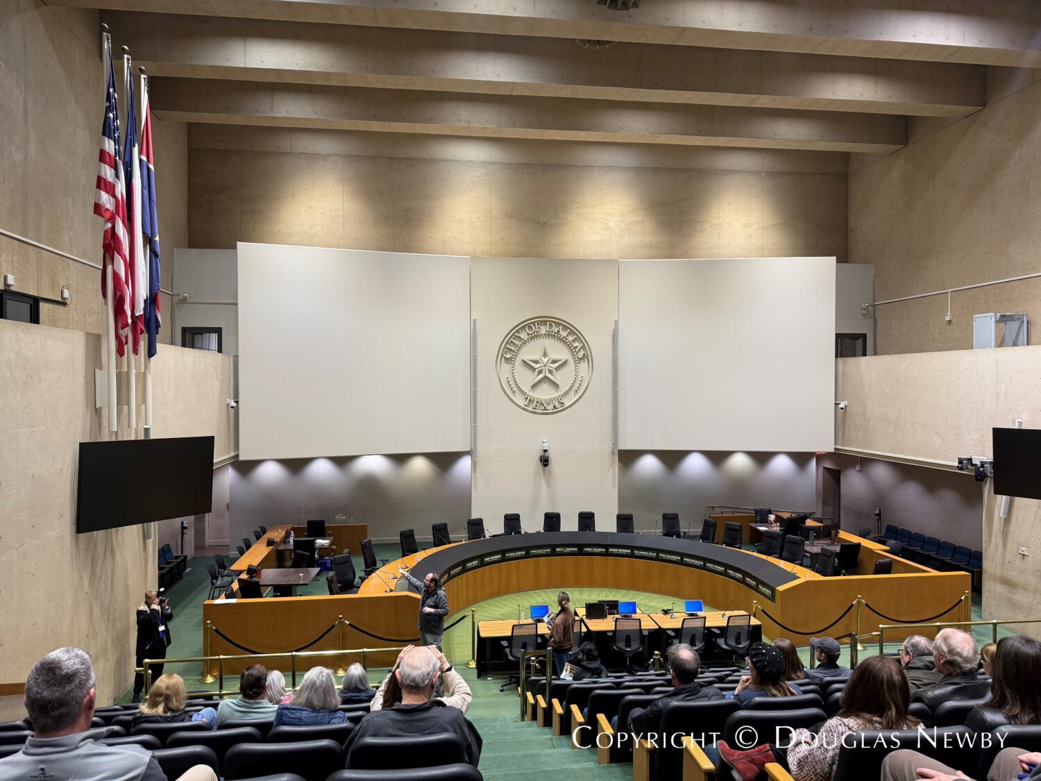 Dallas City Hall Council Chamber in the I.M. Pei designed building in downtown Dallas.