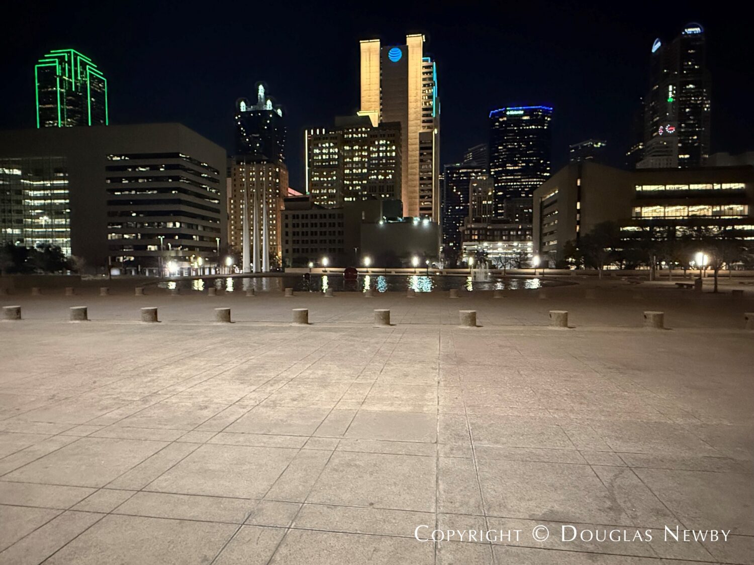 Dallas skyline view from Dallas City Hall plaza.